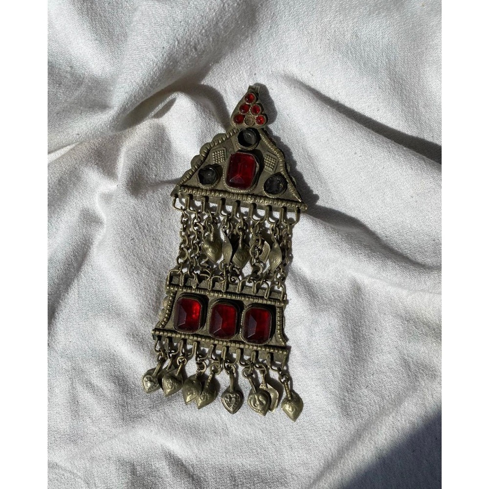 Vintage Kuchi Banjara Tribal Belly Dance Tassel Headdress, boho style pendant